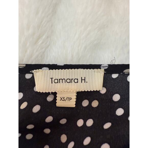 Tamara H. black polka dot wrap top with peplum hem - Picture 3 of 3